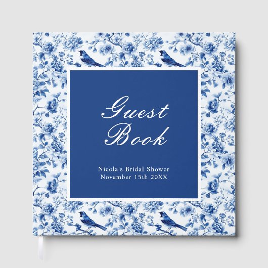 Chinoiserie Blue Birds and Flowers Bridal Shower Gästebuch (Vorderseite)
