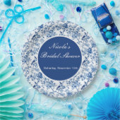 Chinoiserie Blue Birds and Flowers Bridal Shower Pappteller (Party)