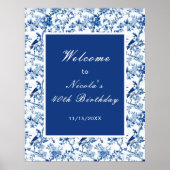 Chinoiserie Blue Birds and Flowers Bridal Shower Poster (Vorne)
