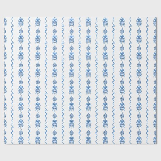 Chinoiserie Blue Bow Garland Weihnachten Geschenkpapier (Flach)