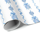 Chinoiserie Blue Bow Garland Weihnachten Geschenkpapier (Rolleneckpunkt)