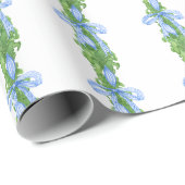 Chinoiserie Blue Bow Garland Weihnachten Geschenkpapier (Rolleneckpunkt)