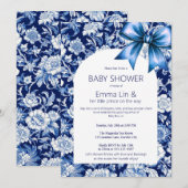 Chinoiserie Blue Boy Baby Shower Einladung (Vorne/Hinten)