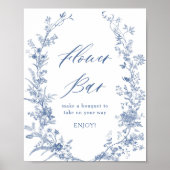 Chinoiserie Blue Brautparty Blume Bar Poster (Vorne)