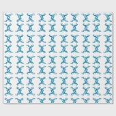 Chinoiserie Blue Chinese Dragons bemalt Geschenkpapier (Flach)