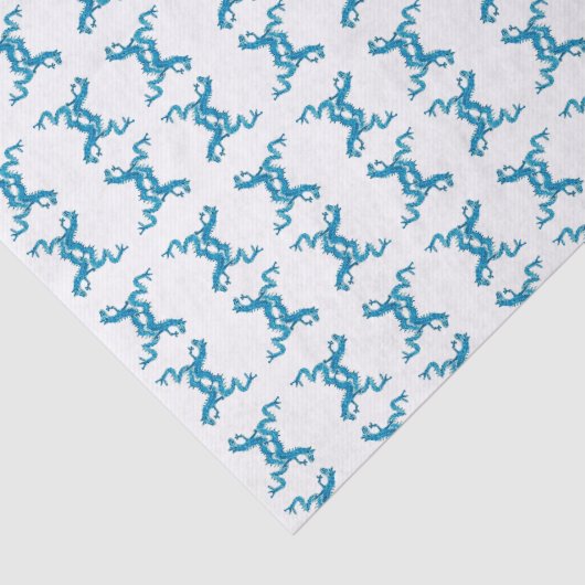 Chinoiserie Blue Chinese Dragons Seidenpapier (Ausschnitt)