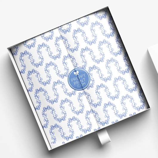 Chinoiserie Blue Coquette Bows Seidenpapier