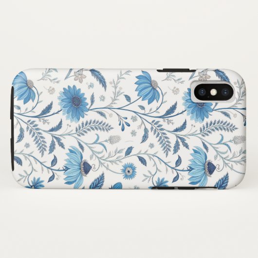 Chinoiserie Blue Echinacea Pattern Case-Mate iPhone Hülle (Rückseite (Horizontal))