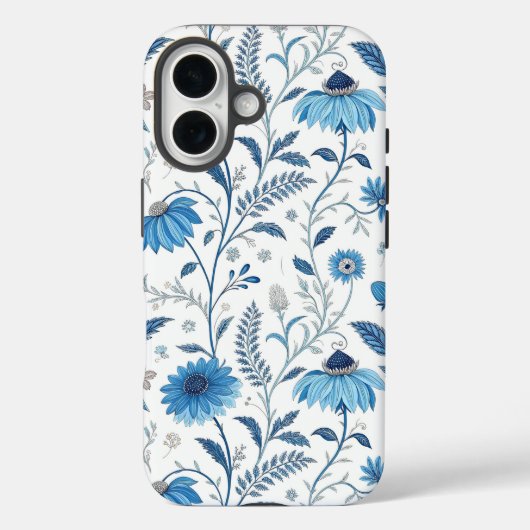 Chinoiserie Blue Echinacea Pattern Case-Mate iPhone Hülle (Rückseite)