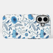 Chinoiserie Blue Echinacea Pattern Case-Mate iPhone Hülle (Rückseite (Horizontal))
