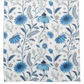 Chinoiserie Blue Echinacea Pattern Duschvorhang (Vorderseite)