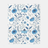 Chinoiserie Blue Echinacea Pattern Fleecedecke (Vorderseite)