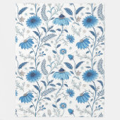Chinoiserie Blue Echinacea Pattern Fleecedecke (Vorderseite)