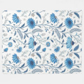 Chinoiserie Blue Echinacea Pattern Fleecedecke (Vorderseite (Horizontal))