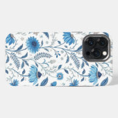 Chinoiserie Blue Echinacea Pattern iPhone Hülle (Rückseite (Horizontal))