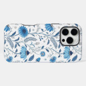 Chinoiserie Blue Echinacea Pattern iPhone Hülle (Rückseite (Horizontal))