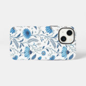 Chinoiserie Blue Echinacea Pattern iPhone Hülle (Rückseite (Horizontal))