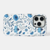 Chinoiserie Blue Echinacea Pattern iPhone Hülle (Rückseite (Horizontal))