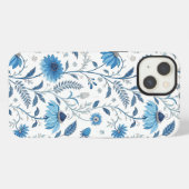 Chinoiserie Blue Echinacea Pattern iPhone Hülle (Rückseite (Horizontal))