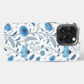 Chinoiserie Blue Echinacea Pattern iPhone Hülle (Rückseite (Horizontal))