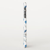 Chinoiserie Blue Echinacea Pattern iPhone Hülle (Linke Seite)