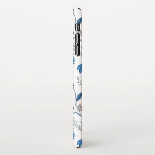 Chinoiserie Blue Echinacea Pattern iPhone Hülle (Linke Seite)