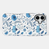 Chinoiserie Blue Echinacea Pattern iPhone Hülle (Rückseite (Horizontal))