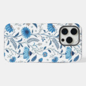 Chinoiserie Blue Echinacea Pattern iPhone Hülle (Rückseite (Horizontal))