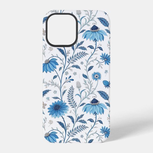 Chinoiserie Blue Echinacea Pattern iPhone Hülle (Rückseite)