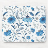 Chinoiserie Blue Echinacea Pattern Mousepad (Vorne)