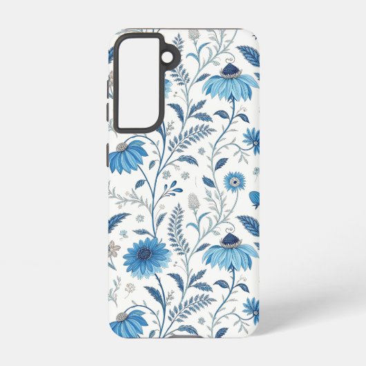 Chinoiserie Blue Echinacea Pattern Samsung Galaxy Hülle (Rückseite)