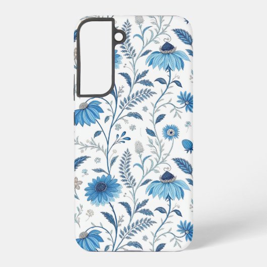 Chinoiserie Blue Echinacea Pattern Samsung Galaxy Hülle (Rückseite)