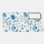 Chinoiserie Blue Echinacea Pattern Samsung Galaxy Hülle (Rückseite (Horizontal))