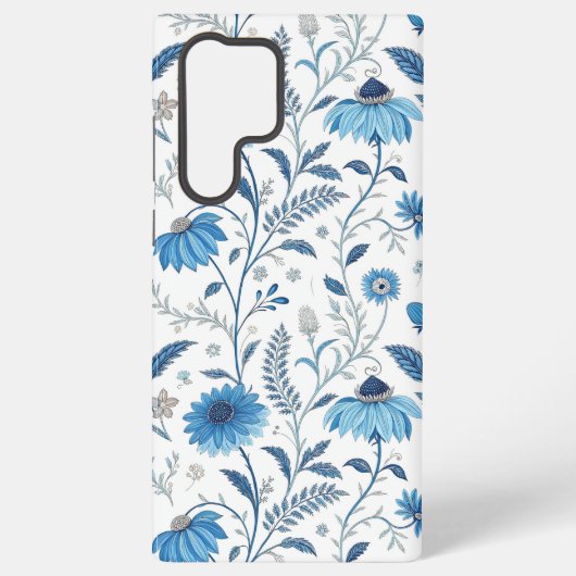 Chinoiserie Blue Echinacea Pattern Samsung Galaxy Hülle (Rückseite)
