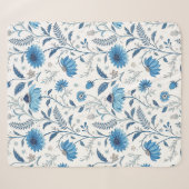 Chinoiserie Blue Echinacea Pattern Sherpadecke (Vorderseite (Horizontal))