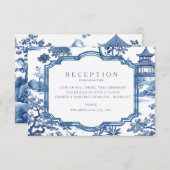 Chinoiserie Blue Empfang Card Begleitkarte (Vorne/Hinten)