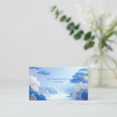 Chinoiserie Blue Floral and Gold Pine Tree Frame Visitenkarte (Stehend Vorderseite)