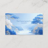 Chinoiserie Blue Floral and Gold Pine Tree Frame Visitenkarte (Vorderseite)