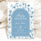 Chinoiserie Blue Floral Baby Boy Dusche Einladung