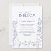Chinoiserie Blue Floral Baby in Bloom Einladung (Vorderseite)