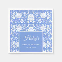 Chinoiserie Blue Floral Brautparty Paper Napkin