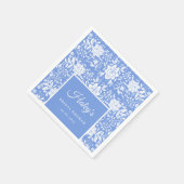 Chinoiserie Blue Floral Brautparty Paper Napkin Serviette (Ecke)