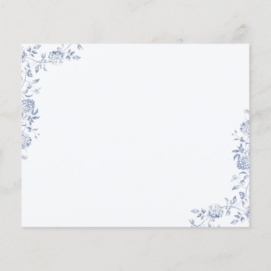 Chinoiserie Blue Floral Brautparty Ratschlag Karte (Rückseite)