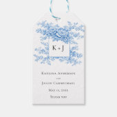 Chinoiserie Blue Floral Classic Wedding Monogram Geschenkanhänger (Vorderseite)