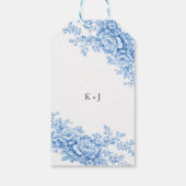 Chinoiserie Blue Floral Classic Wedding Monogram Geschenkanhänger (Rückseite)