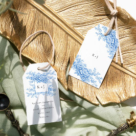 Chinoiserie Blue Floral Classic Wedding Monogram Geschenkanhänger