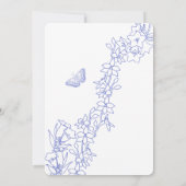 Chinoiserie Blue Floral Gold Herzstück Hochzeit Einladung (Rückseite)