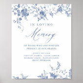 Chinoiserie Blue Floral Wedding Lounge Gedächtnisz Poster (Vorne)