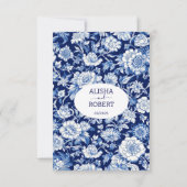 Chinoiserie Blue Floral Wedding RSVP Cards (Rückseite)