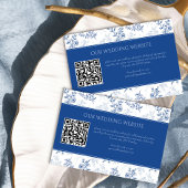 Chinoiserie Blue Floral Wedding Website QR Code Begleitkarte